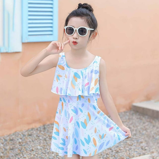 Girls Swimsuits One Piece Swimming Bathing Suit Sleeveless Summer Bathing Suit 8-9 Years