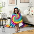 thumbnail image 4 of Wearable Blanket,Colorful Rainbow Tie Dye Spiral Pattern Hooded Wearable Flannel Blanket for Adults & Teens,Winter Poncho Shawl Wrap Cape Cozy Anti-Pill,60"x80", 4 of 5