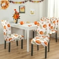 thumbnail image 2 of Fall Chair Covers for Dining Room Set of 6, Fall Pumpkin Stretch Dining Chair Cover 6 Pieces, Washable Kitchen Chair Slipcovers 6 Pack, Removable Seat Protector for Thanksgiving Day Decor, 2 of 6
