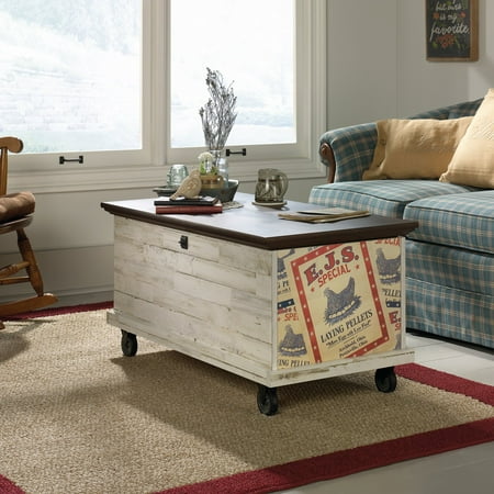 Mahogany Highboy - Sauder Eden Rue Spiced Mahogany Rolling Chest, White-Plank Bottom