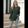 thumbnail image 4 of Camisa de Larga para Mujer, Suéter de Otoño, Túnica Informal, Top Holgado con Bolsillos. Verde M, 4 of 10