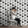thumbnail image 2 of kurtrusly 20cm*5m/Roll Hexagon Ceramic Tile Sticker Self-Adhesive Waterproof PVC Film Wallpaper, 2 of 6