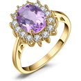 thumbnail image 3 of Anillos de compromiso con halo de zafiro y piedra natal de la princesa Diana Kate Middleton para mujer, aniversario de plata de ley 925 chapada en oro rosa amarillo blanco de 14 quilates, anillos de p, 3 of 5