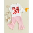 thumbnail image 4 of Qtinghua Infant Toddler Baby Girls Valentine’s Day Outfits Long Sleeve Sweatshirt+Long Pants Spring Clothes White 9-12 Months, 4 of 9