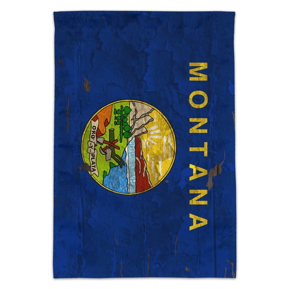 Rustic Montana State Flag Distressed USA Garden Yard Flag
