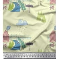 thumbnail image 1 of Soimoi Yellow Velvet Fabric Clouds & Tree Christmas Fabric Prints By Yard 58 Inch Wide, 1 of 3