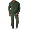thumbnail image 2 of Yusimy Men's Solid Color 2-Piece Button-Down Half-Zip Set Long Sleeve Drawstring Pants Casual Sports, 2 of 9