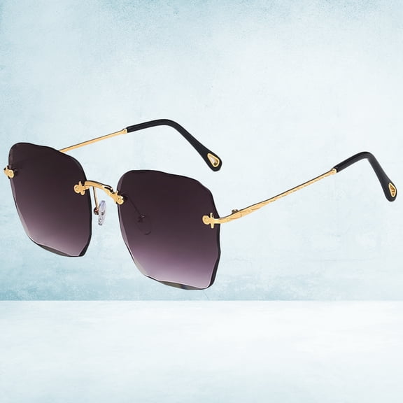 UPOUART 1Pc Lady Sunglasses Eyeglasses Rimless Oversized Grey Metal Frame for Outdoors