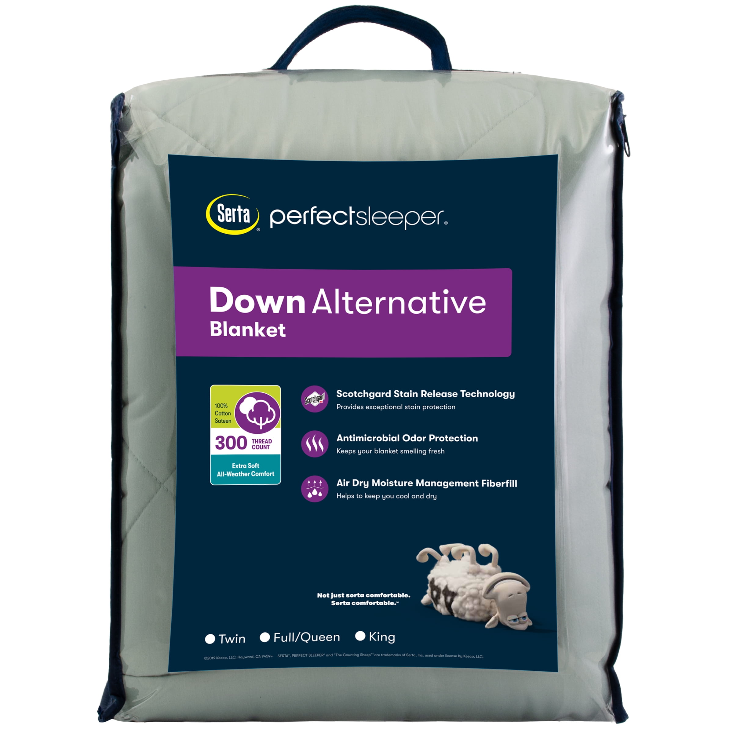 Serta Down Alternative Blanket, Seaglass Green; Twin