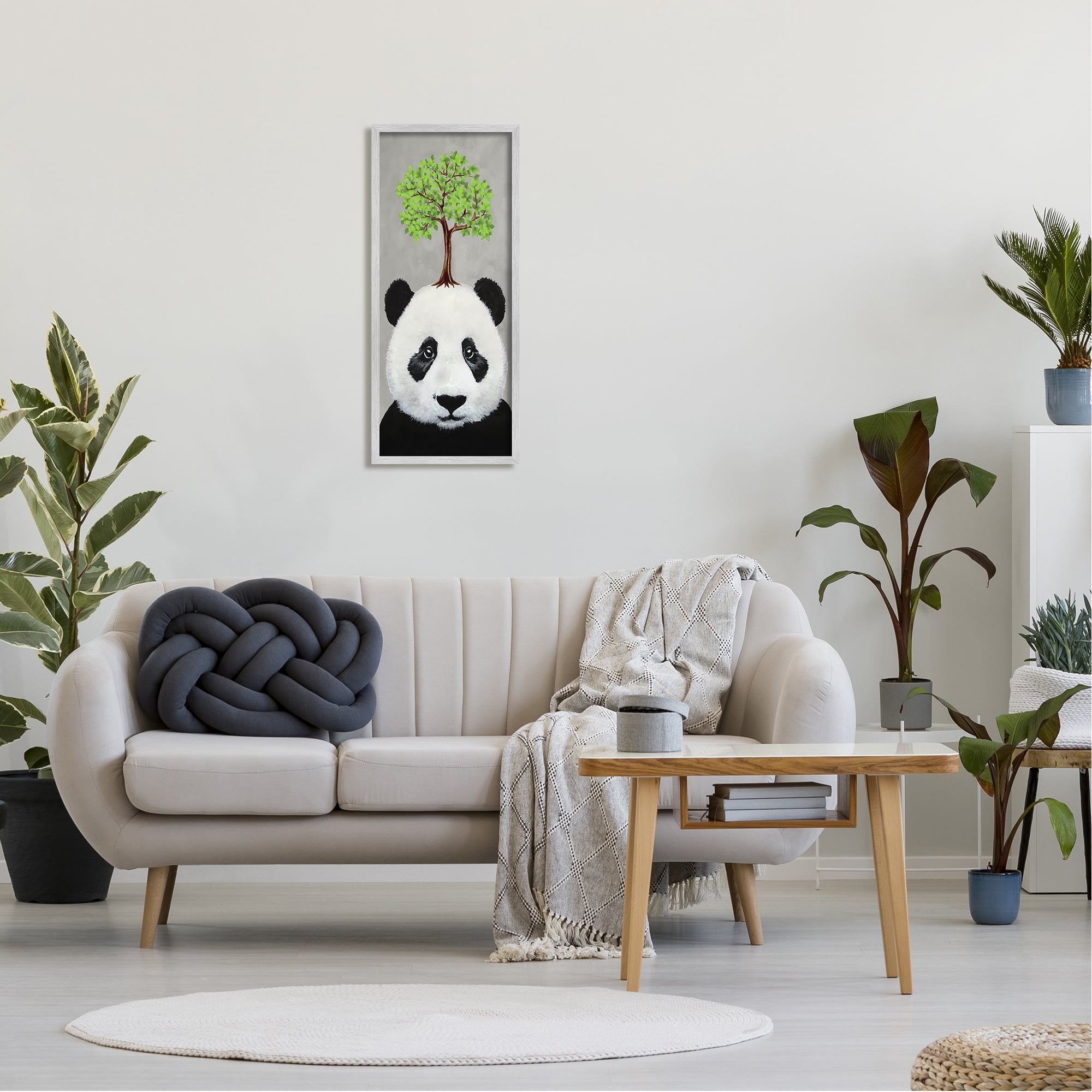 Stupell Industries Panda Bear & Tree Nature Portrait Animals & Insects Painting Gray Framed Art Print Wall Art
