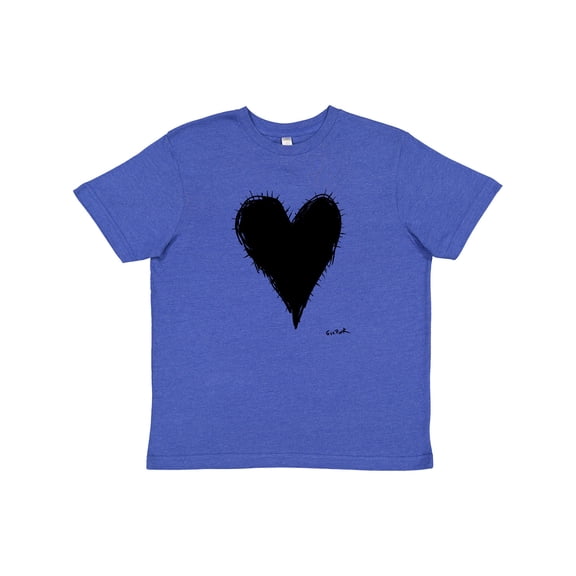 Inktastic Stitched Black Heart Youth T-Shirt