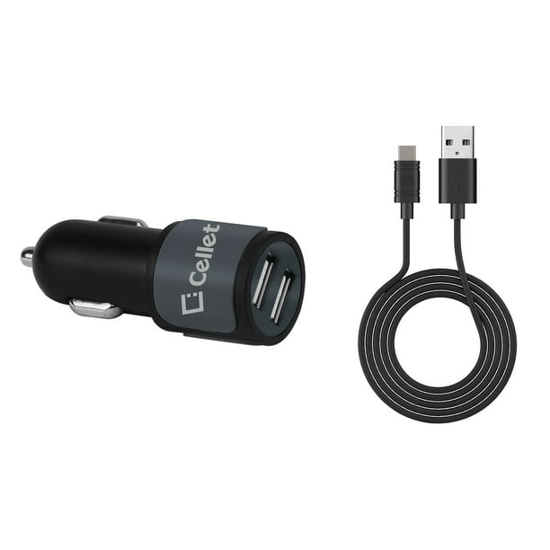 Car Charger For Samsung Galaxy S21 Ultra Cellet High Power 10 Watt 2 1 Amp Dual Usb Port Car Charger With Detachable Type C Usb Cable 4 Feet Dark Gray Walmart Com Walmart Com