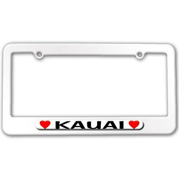 Kauai Love with Hearts License Plate Frame