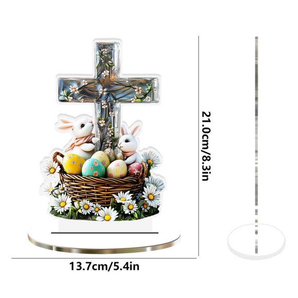 Easter Bunny Eggs Desktop Decoration, Acrylic Hollow Out Tabletop Ornament, Spring Holiday Centerpiece for Home Office Shelf Mantel Decor