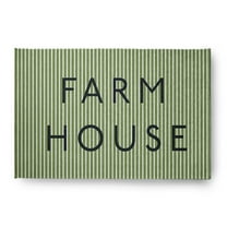 4' x 6' Simply Daisy Farmhouse Ticking Farmhouse Chenille Area Rug, Light Olive Green
