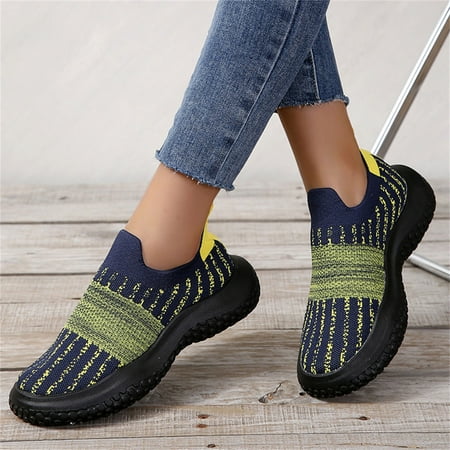 

Aayomet Fashion Sneakers Fashionable Summer And Autumn Women Thick Bottom Lightweight Mesh Breathable Comfortable Stripe Green 7.5