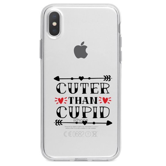 DistinctInk Clear Shockproof Hybrid Case for iPhone XR (6.1" Screen) - TPU Bumper Acrylic Back Tempered Glass Screen Protector - Cuter Than Cupid - Valentine