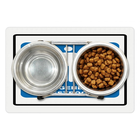 Queer Pet Mat for Food and Water, All Genders Restroom Sign Calligraphy with Unisex Male Female Trans Modern Art, Non-Slip Rubber Mat for Dogs and Cats, 18" X 12", by Ambesonne