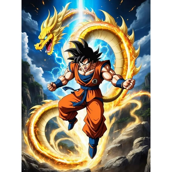 Dragon Ball Diamond Art Painting Kits for Adults, Sun Wukong Full Drill Diamond Art Kits, 5D DIY Paint with Diamonds Crafts for Home Wall Decoration 12×16Inch