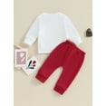thumbnail image 4 of Bslissey Toddler Baby Boys Valentine's Day Clothes Sets Long Sleeve Letter Heart Print Sweatshirt + Solid Color Pants 2Pcs Casual Outfits for Infant 0-3 Years, 4 of 9
