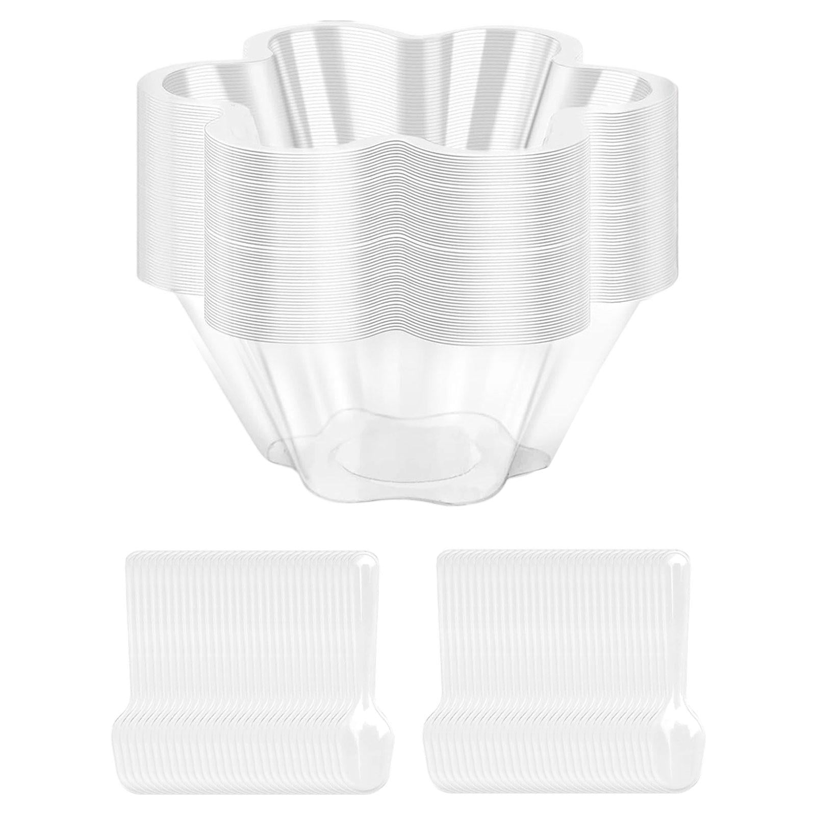 60 Sets Dessert Cups Fruit Bowls Party Serving Spoons Sturdy Plastic Construction for Baby Shower Catering Event