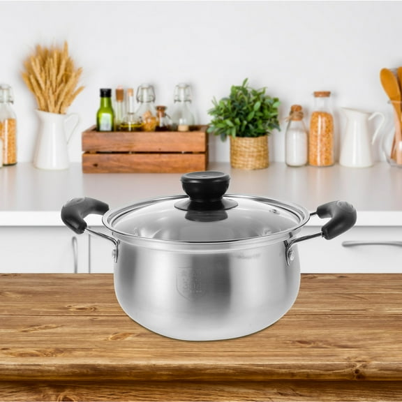 Tineasur Stainless Steel Cooking Pot with Lid for Home Use Safe Cooking Dishwasher Safe Silver 2.5 Quart
