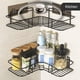 thumbnail image 4 of Juego de 2 estantes de ducha, estante de ducha sin perforación con metal macizo inoxidable, accesorio para estante de baño incluido, 8 pegatinas adhesivas y 2 ganchos, color negro, 4 of 5