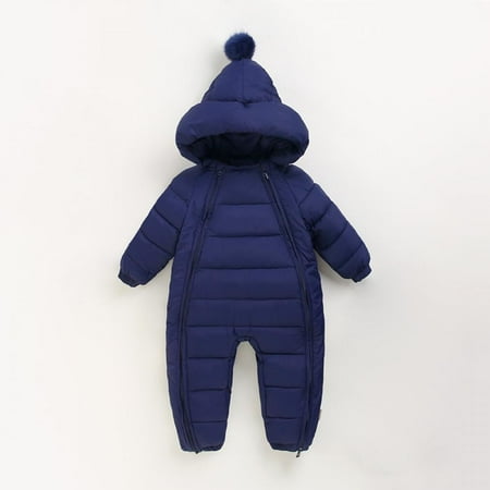 

SYNPOS Baby Newborn Baby Snowsuit Baby Hoodie Down Jacket Double Zip Jumpsuit Winter Coat Warm Romper for Infant Girls Boys Snowsuit Coverall Outerwear