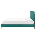 thumbnail image 6 of Platform Bed Frame, Full Size, Teal Blue, Velvet, Modern Contemporary, Bedroom Master Guest Suite Room, 6 of 10