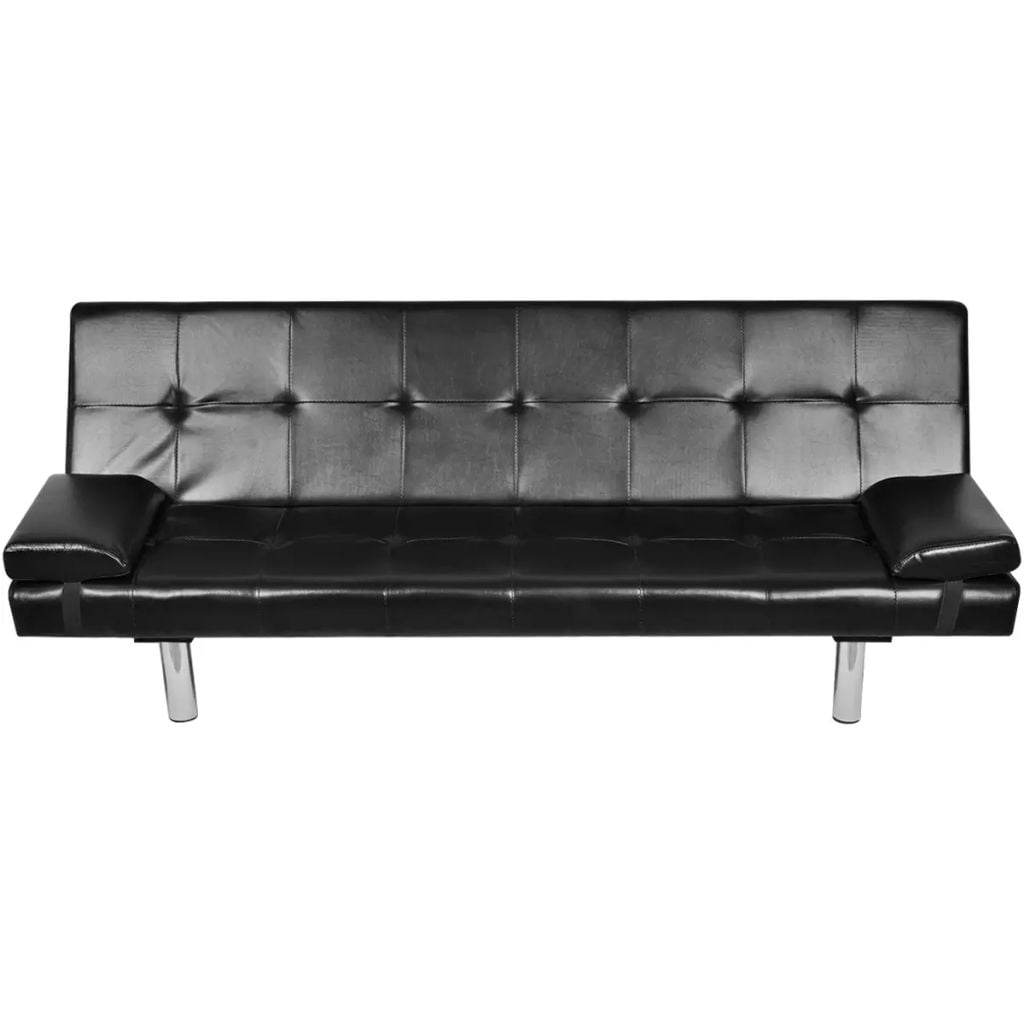Kepooman Modern Artificial Leather Adjustable Futon Sofa Bed with Two Pillows, Black Kepooman Modern Artificial Leather Adjustable Futon Sofa Bed with Two Pillows, Black