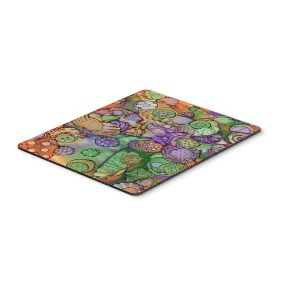 Abstract in Purple Green and Orange Mouse Pad Hot Pad or Trivet