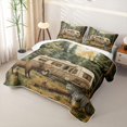 thumbnail image 3 of Catabedysis Retro Brown Camper Quilt Full,Jungle Animal Moose Full Bedspread Sets For Boys,Multicolor,3 Pieces, 3 of 7