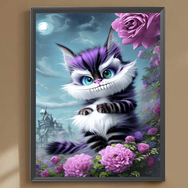 Cuadros Decorativos 5D bricolaje taladro redondo completo diamante pintura gato Kit hogar arte decoración (sz4251) Wdftyju embutido en tela