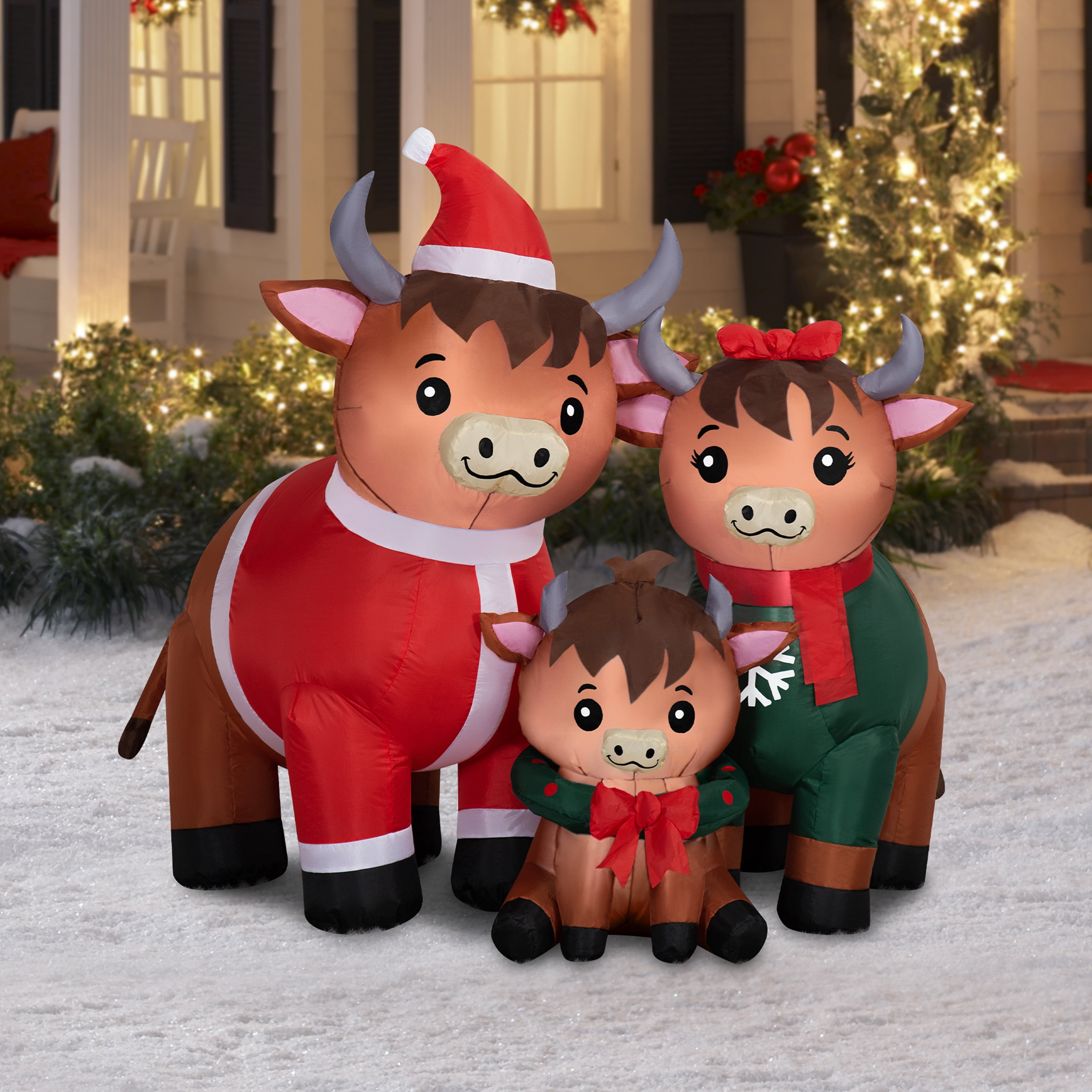 4.2 ft Highland Cow Family Christmas Airblown Yard Inflatable, Multicolor, by Holiday Time