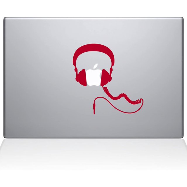 The Decal Guru Headphones MacBook Decal Vinyl Sticker - 15" MacBook Pro (2016 & Newer) - Red (1081-MAC-15X-DR)