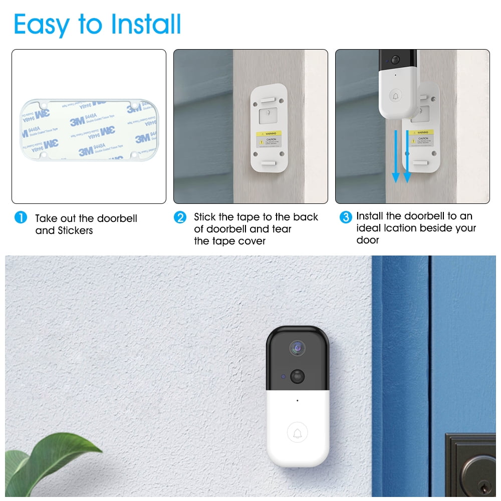 Wifi Video Doorbell,GAKOV GAB10 170 Degree HD Wireless Smart Doorbell Camera with Night Vision and PIR Motion Detection
