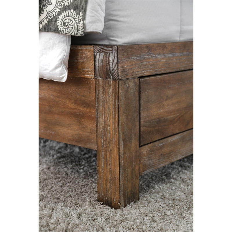 Furniture Of America Russ Rustic Wood King Storage Bed In Oak Walmart Com Walmart Com