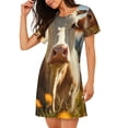 thumbnail image 2 of Susaid Sunflower Cow Pasture Pattern Sleep Shirts for Women Short Sleeve Night Shirts for Sleeping Pullover Nightgown Soft Nightdress, 2 of 6