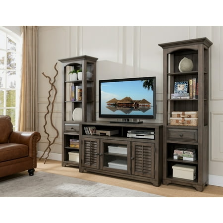 Alois 3 Piece Distressed Gray Wood Rustic 55 W Entertainment