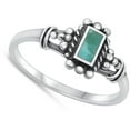 thumbnail image 4 of CHOOSE YOUR COLOR Bali Simulated Turquoise Ring .925 Sterling Silver Band Blue CZ Female Size 5, 4 of 4