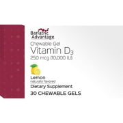 Bariatric Advantage Vitamin D3 Chewable Gels, High Potency 10,000 IU Gel-Emulsion Formula Designed to Support Greater Nutrient Absorption - Natural Lemon Flavor, 30 Count