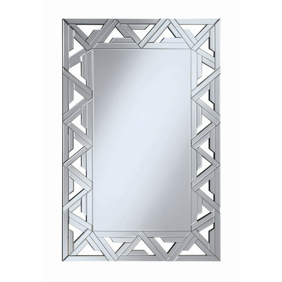 Rectangular Geometric Wall Mirror Silver