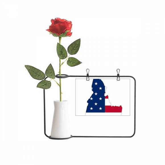 Idaho America Map Étoiles Rayures Drapeau Artificiel Fleur Rose Suspendu Vases Décoration Bouteille