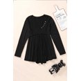 thumbnail image 1 of POGLIP Women's Black Solid Color Buttons Long Sleeve Babydoll Blouse, 1 of 6