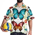 thumbnail image 4 of Flower Butterfly Men's Short Sleeve Shirts, Casual, Printed, Button Down Short, Summer Beach Shirts, Unisex, 4 of 6