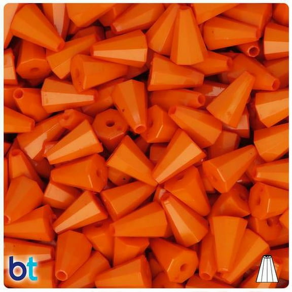BeadTin Orange Opaque 13mm Faceted Cone Acrylic Beads (120pcs)