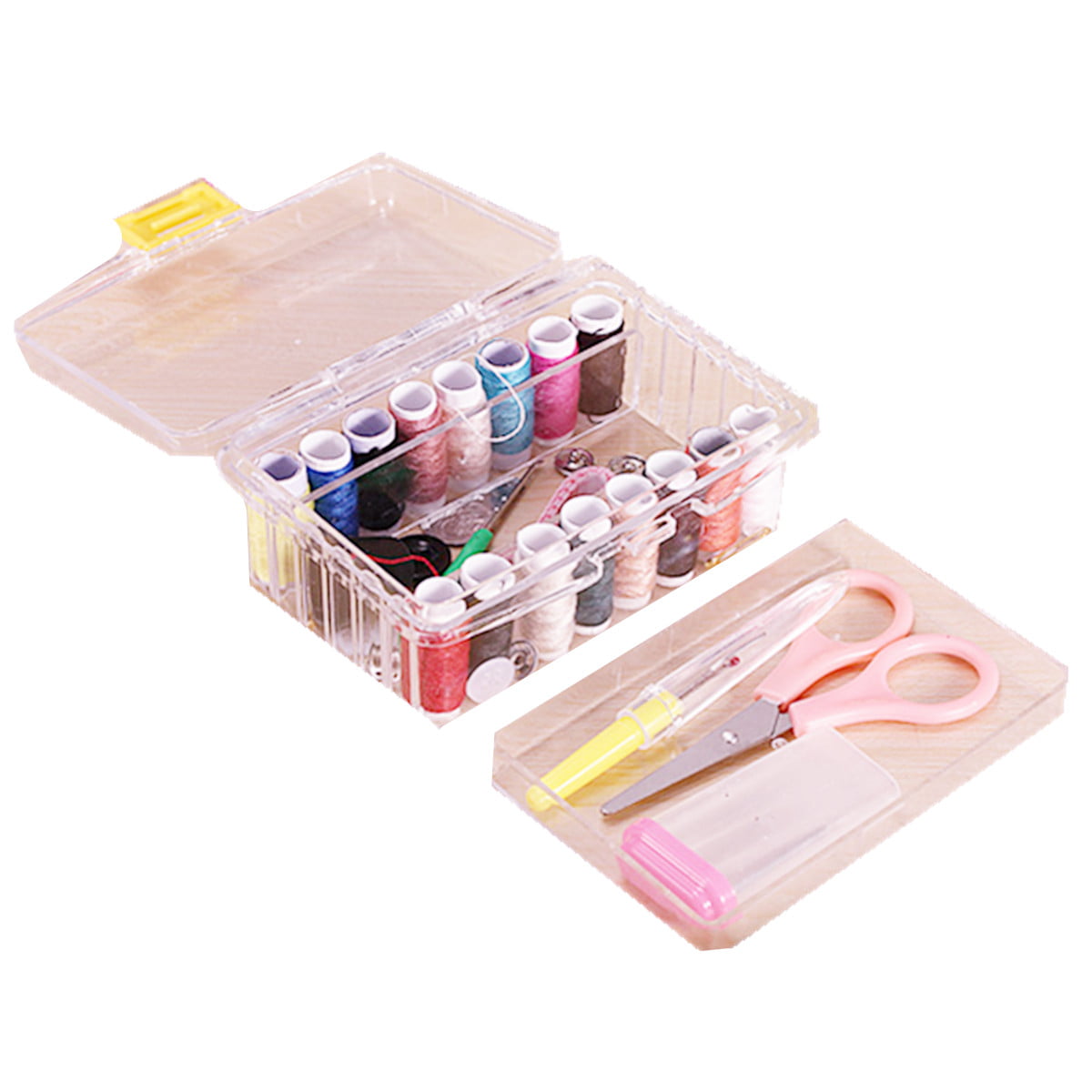 126Pc Sewing Kit Measure Scissor Thimble Thread Needle Storage Box Travel Set 