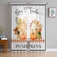 thumbnail image 3 of Sheer Curtains 63 inches Long, Pumpkin Leaves Brown White Checkered Solid White Background Sheer Window Curtains Rod Pocket Voile Drapes for Bedroom Living Room, 52"W x 63"L 2 Panels, 3 of 7