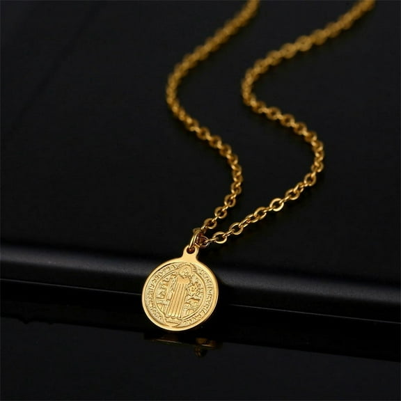 Vintage Christian Jesus Cross 14K Yellow Gold Pendant Little Angel Prayer Necklace Men Women Faith Amulet Jewelry