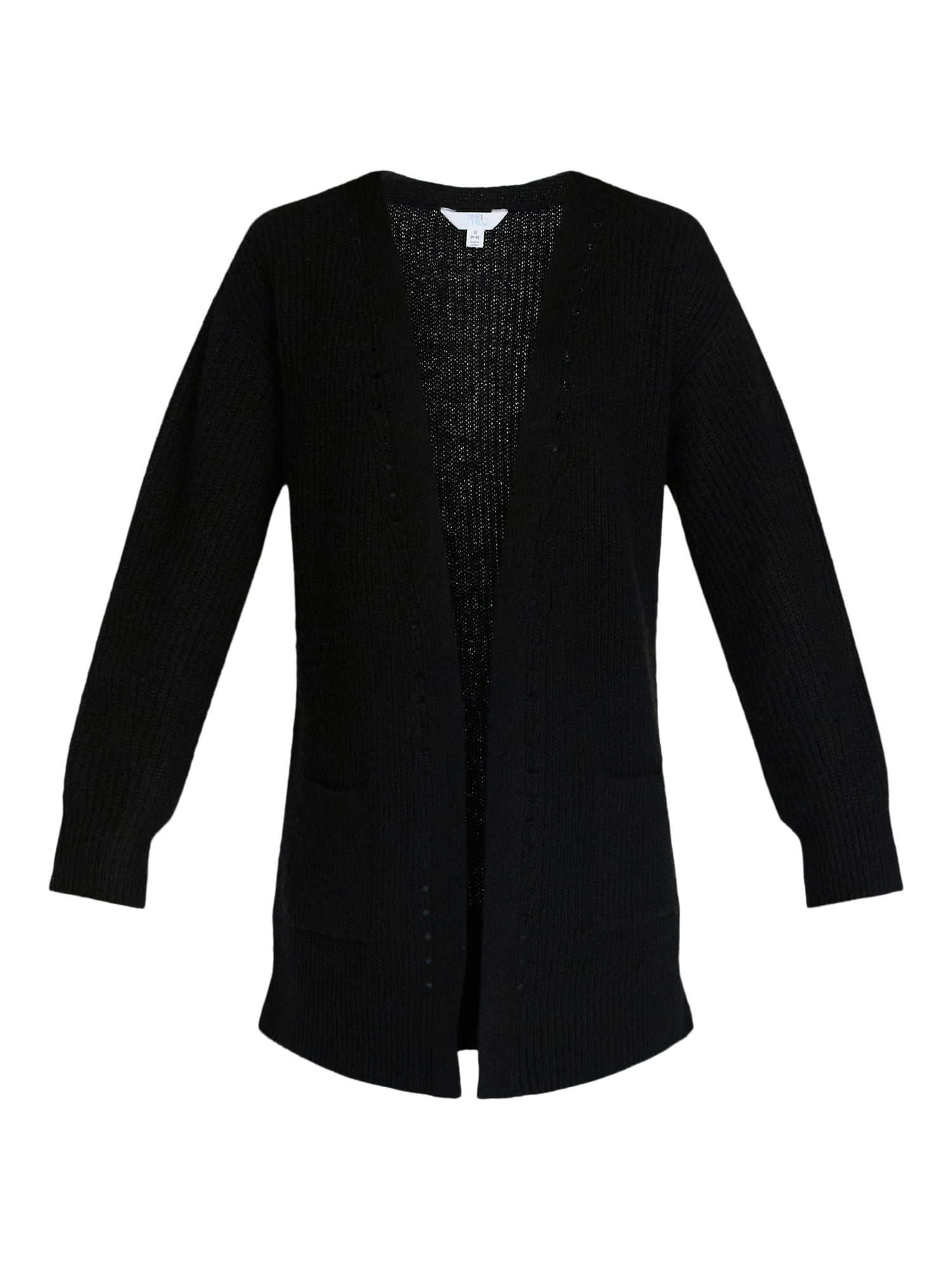 Time and Tru Women's Open Front Cardigan Sweater with Long Sleeves, Sizes XS-XXXL